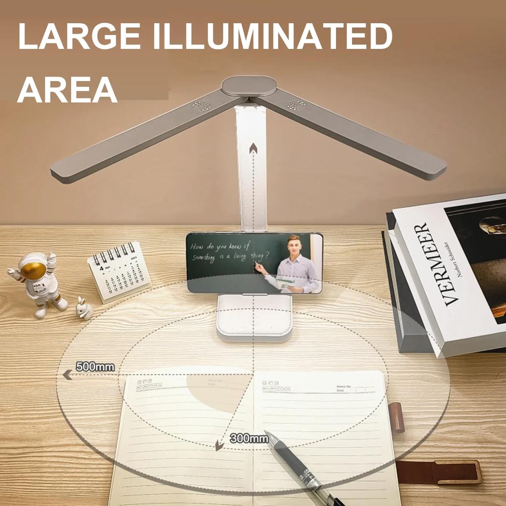 LED Desk Lamp 3 Levels Dimmable Touch Night Light USB Rechargeable Eye Protection Foldable Table Lamp Bedroom Bedside Desk Lamps