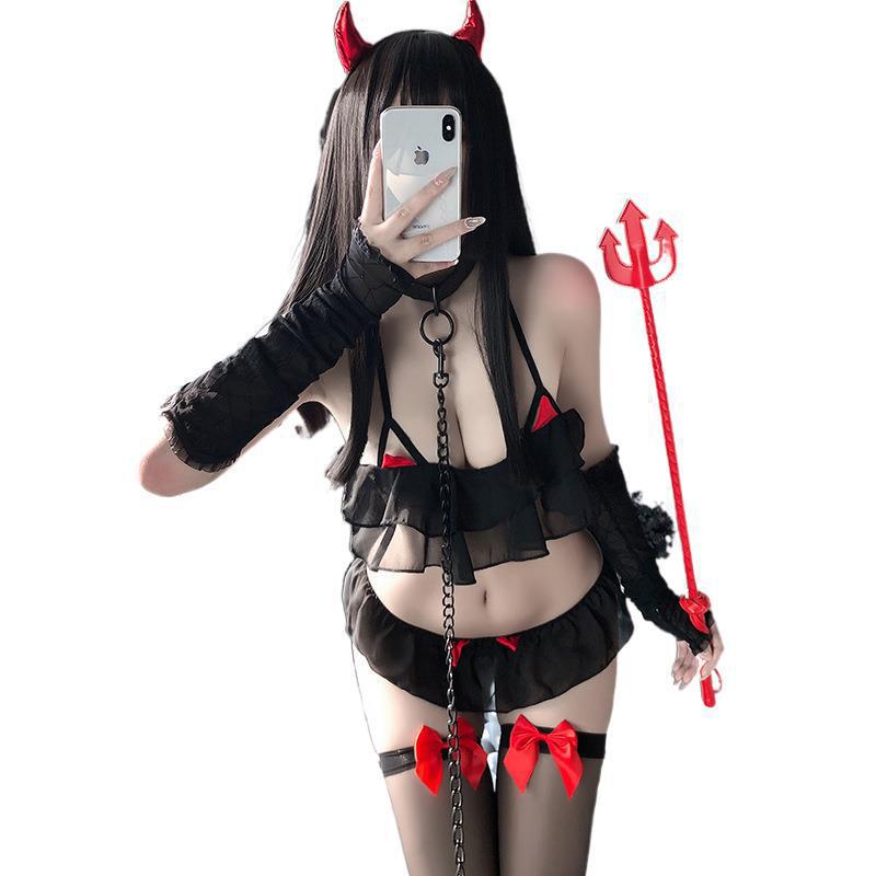 Manyan Sexy Little Devil Halter Neck Lingerie Set - TNY1783