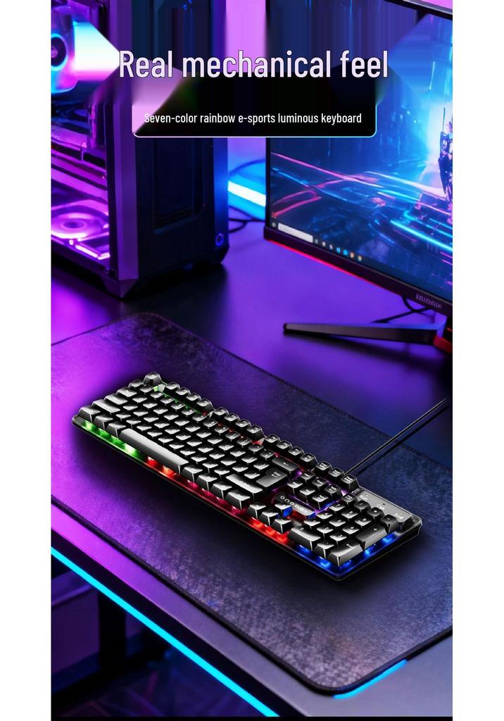 Seven-Color Luminous G100 Wired USB Gaming Keyboard