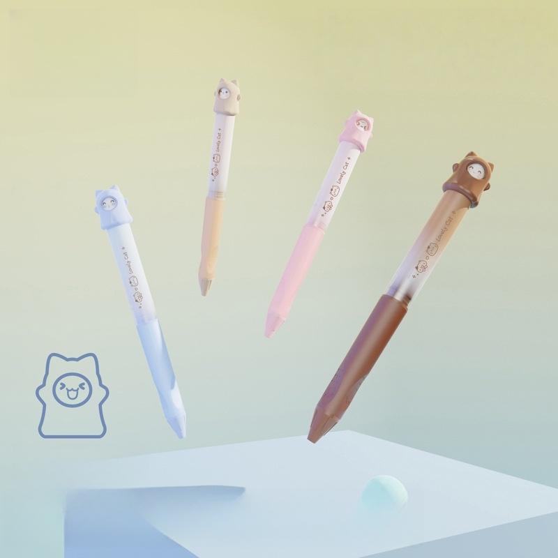1 db Iskolai Írószer Kreatív Macska Forgó Zselés Toll 0,5 mm Fekete Írótoll Forgatással minták cserélhetők Irodaszerek Kis Ajándék