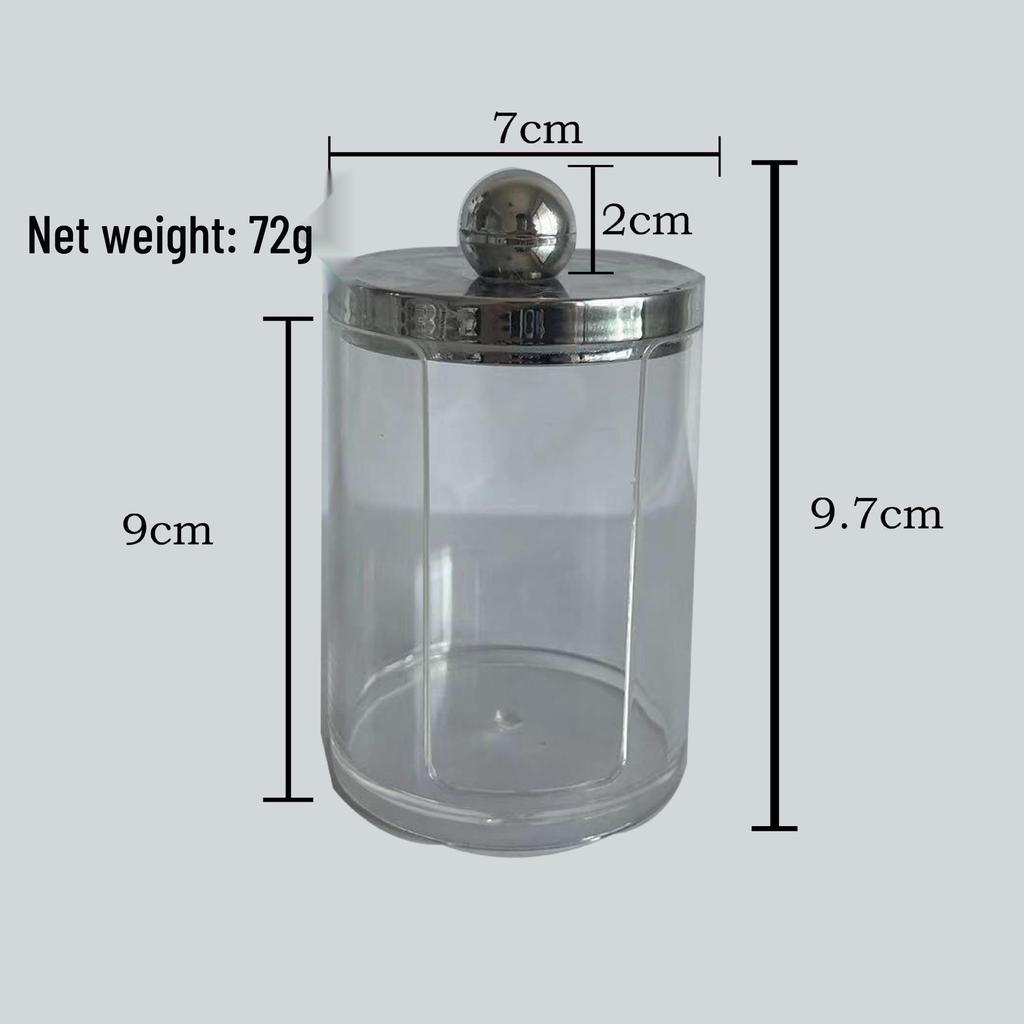 Suport transparent pentru bețișoare de bumbac cu model de diamant - capac din bambus, cutie rotundă portabilă pentru depozitarea cosmeticelor