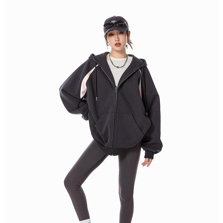 Dámská retro mikina s kapucí - Všestranná, volná, ležérní móda na jaro a podzim.