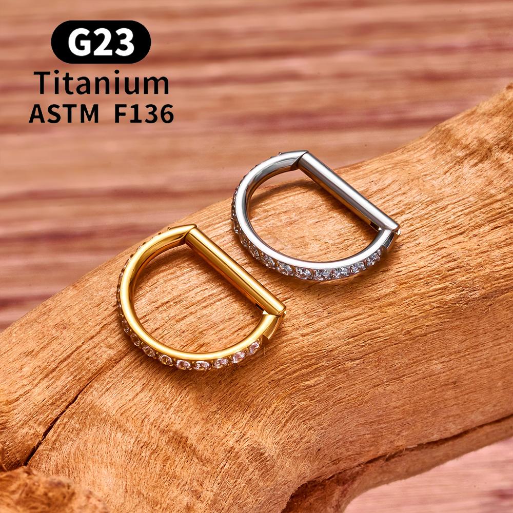 1/10 Stück F136 G23 Titan Nasenpiercing Ring D-Form Scharnier Segment CZ 16G Clicker Knorpel Tragus Helix Ohrringe Körperschmuck