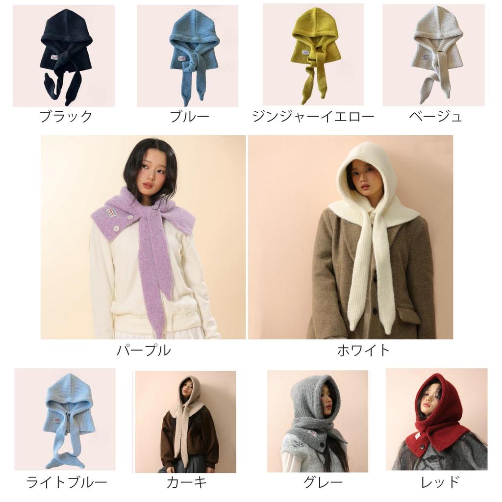 10 Colors Knitted Hat Balaclava Winter Hat Wool Neck Warmer Thick Hood Warmer Korean Style Scarf Warm Stylish Cold Protection Cute Plain Outdoor