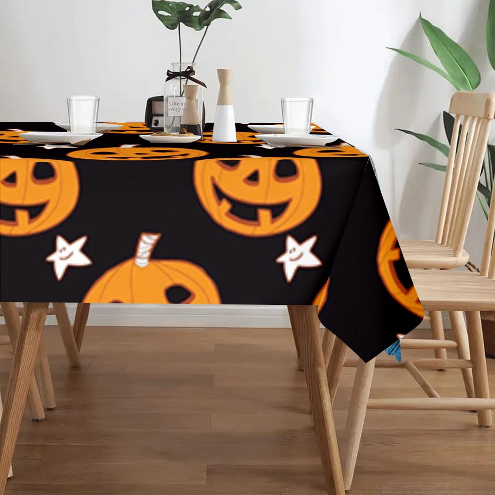 Halloween Pumpkin Rectangle Tablecloth for Tables Decor Dining Room Waterproof Wedding Party Table Cloth Halloween Decorations