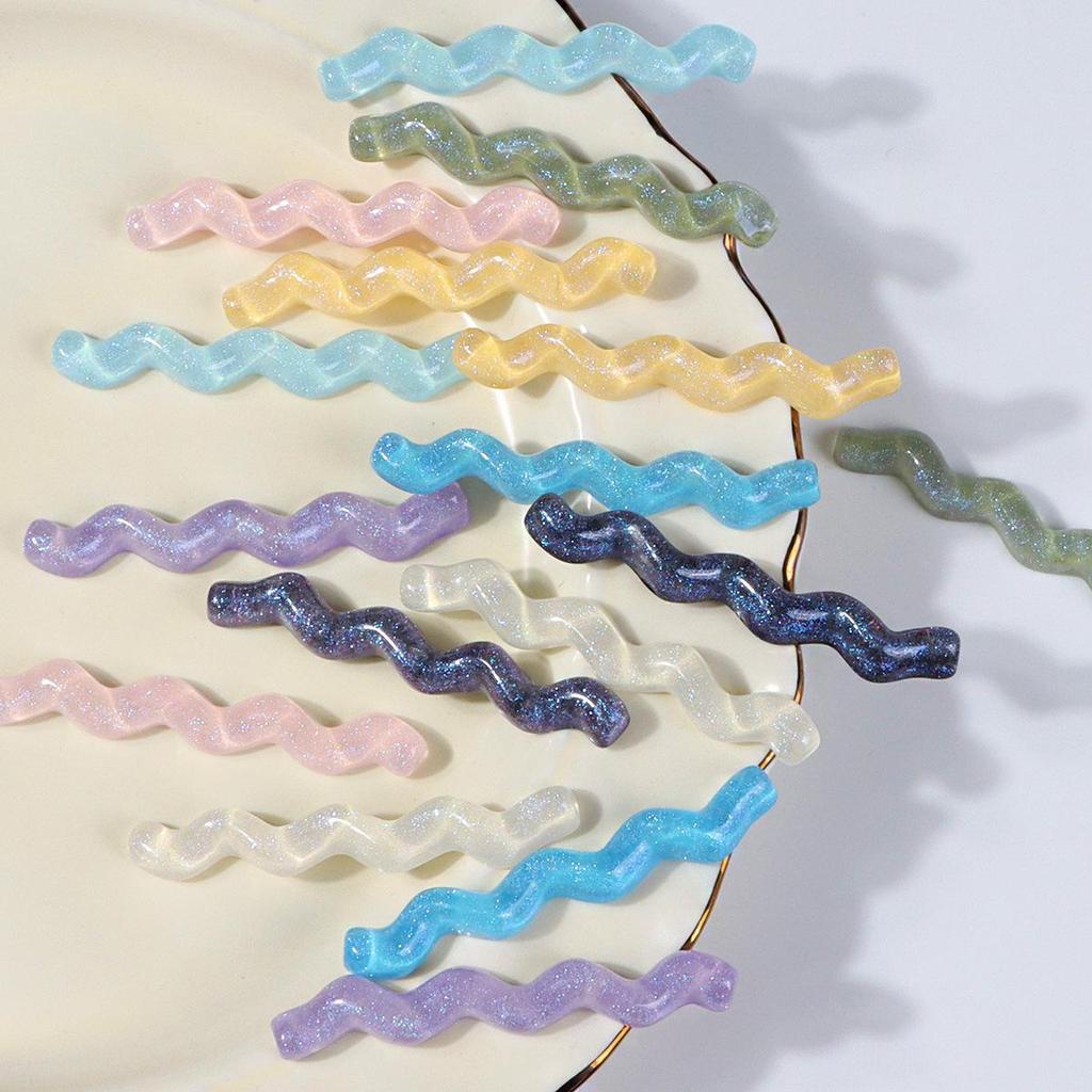 Glitter Resin Wave Hair Clip: Versatile Girly Style Accessory