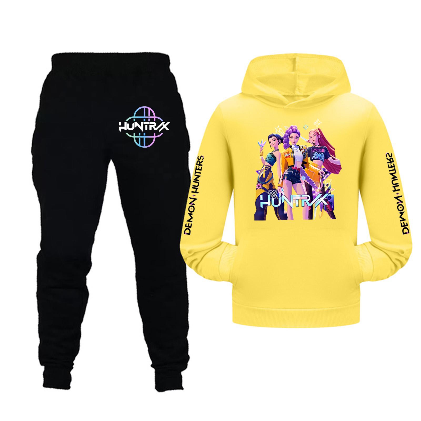 

Kids Girls Long Sleeve Hooded Sweatshirt And Pants Set For Toddler And Big Kids 2Pcs Outfits 170 жёлтый