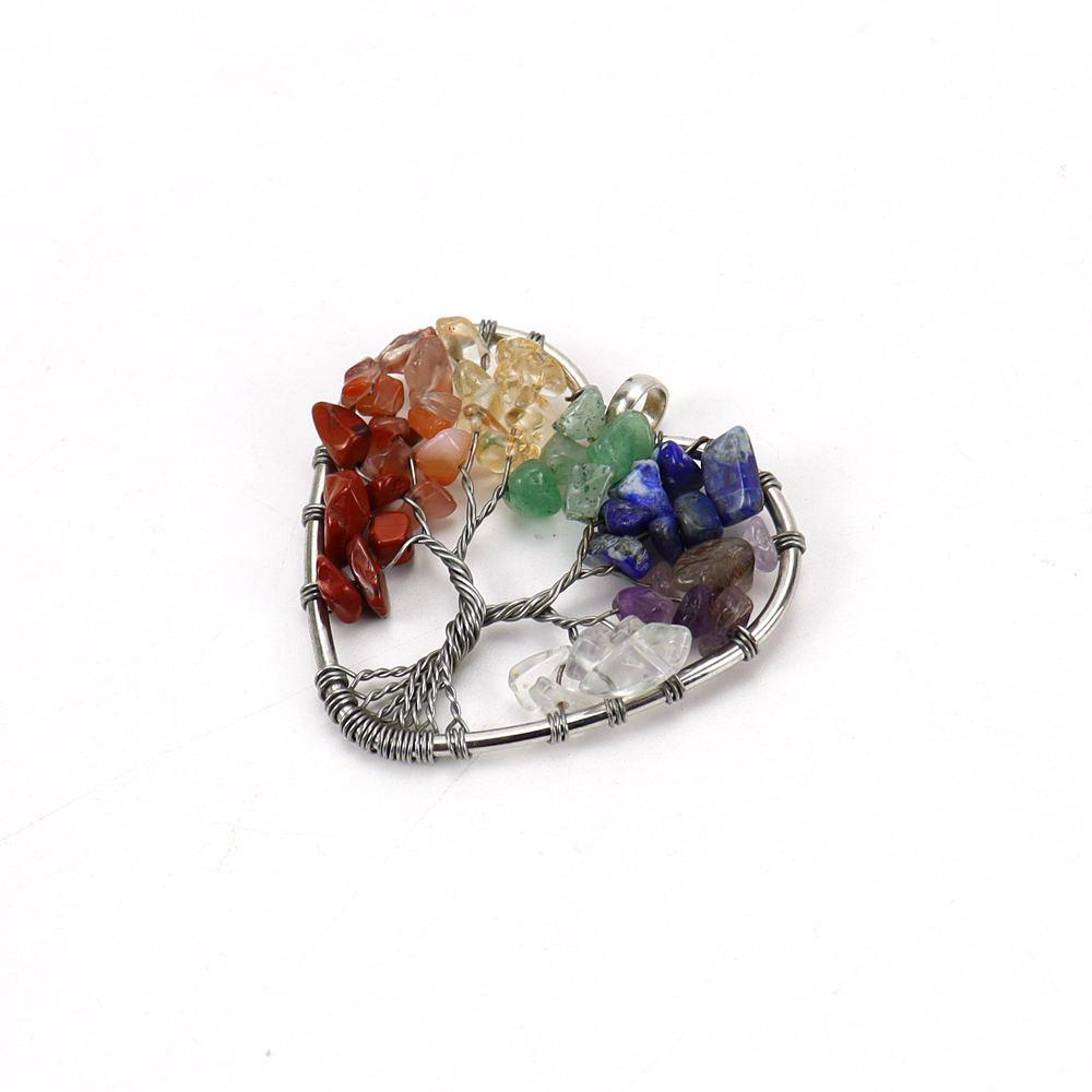 Jewelry Natural Gravel Crystal Tree Of Life Colorful Natural Stone Fortune Tree Love Necklace Pendant N151
