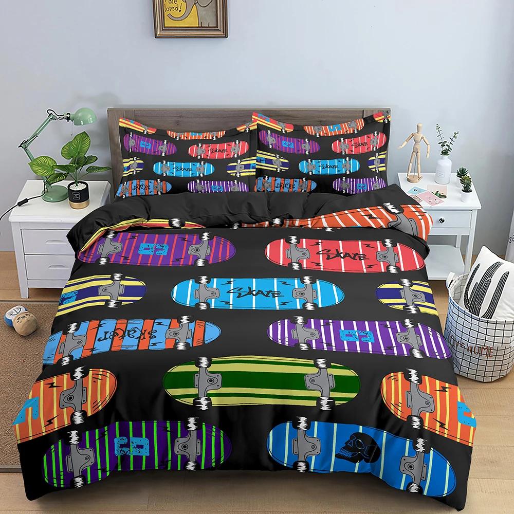 Skateboard Junge Zehner Hip Hop Stil Beding Bunt Regenbogen Tie-Dye Dekor Hippie Weiche Bettbezug Abstrakte Graffiti Kunst für Kinder Geschenk
