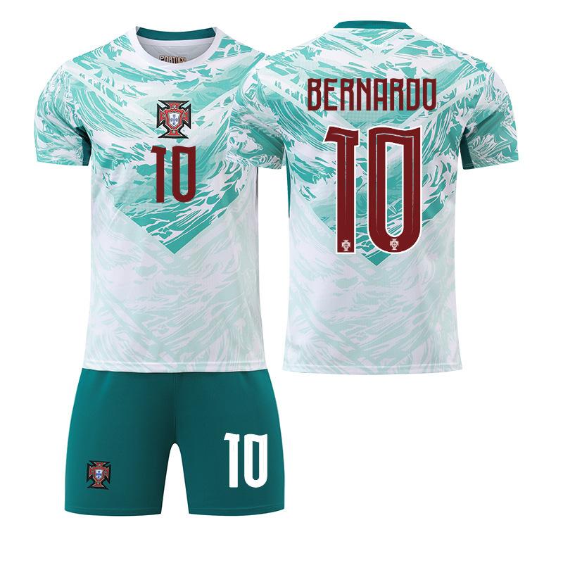 World Cup Portugal Away Football Jersey No. 7 Short-Sleeved Jersey Set Green Shorts