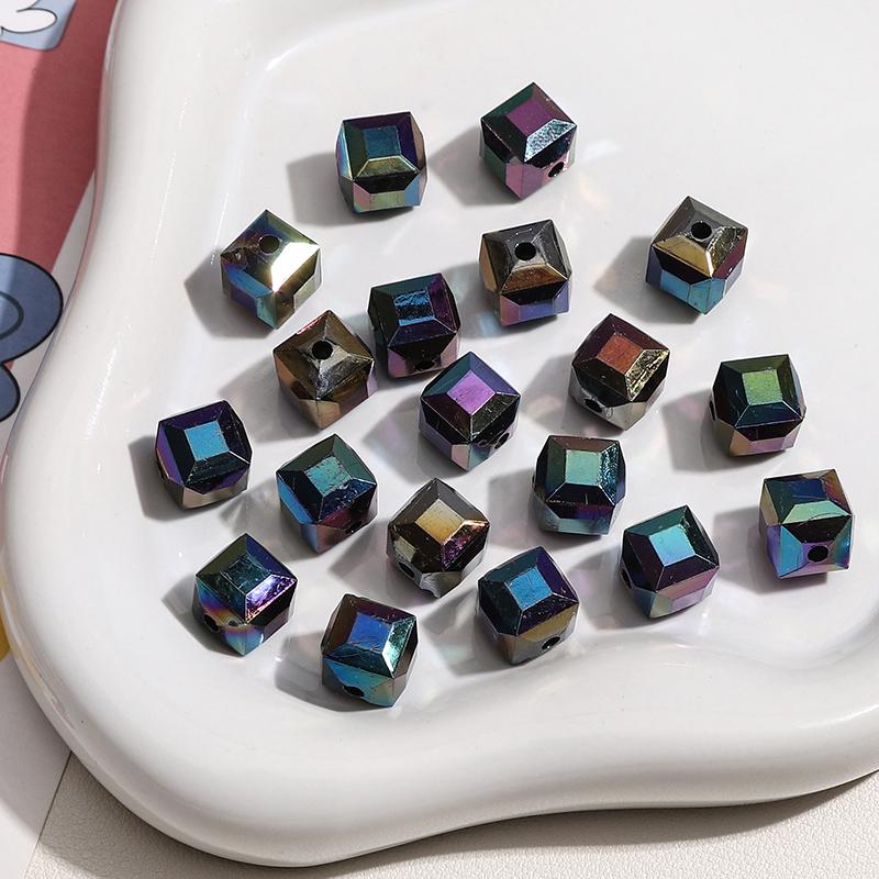 10 Stuks Acryl Imitatie Glas Driedimensionale Magische Vierkant Kralen Voor DIY Armbanden Kettingen Sieraden Maken