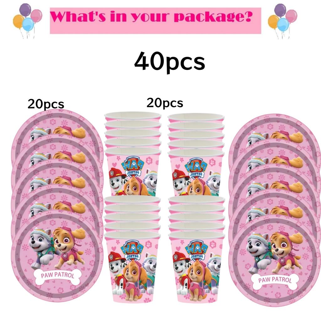 Roze Paw Patrol Verjaardagsfeest Decoratie Skye Wegwerp Servies Tafelkleed Bord Folie Ballonnen Babyborrel Meisjes Feestartikelen