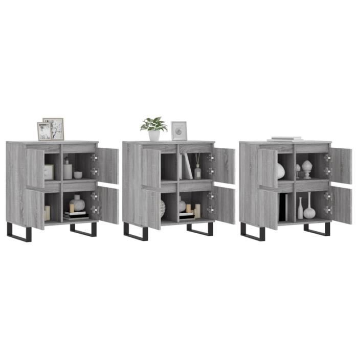 VidaXL Buffets 3 Pcs Sonoma Grey Engineered Wood 3190211