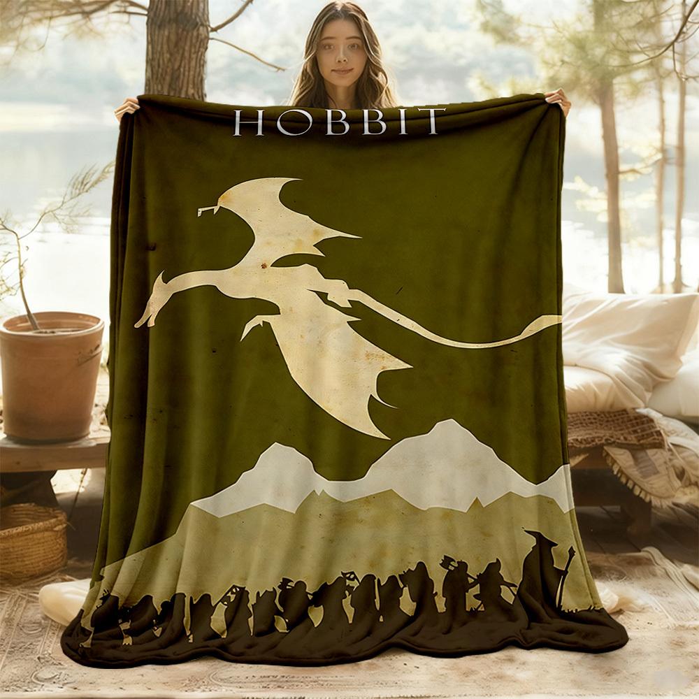 1PC The Hobbit Outdoor Blanket Lightweight Flannel, Soft & Warm, All-Season, Outdoor, Camping, Living Room, Office,  L1106056