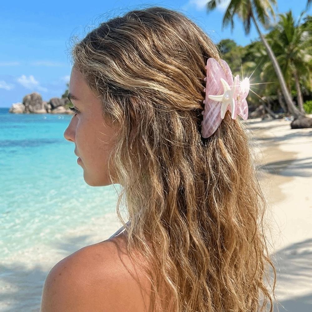 Colorful Starfish Hair Grab Large Acrylic Shark Clip Cute Pearl Hair Claw Back Head