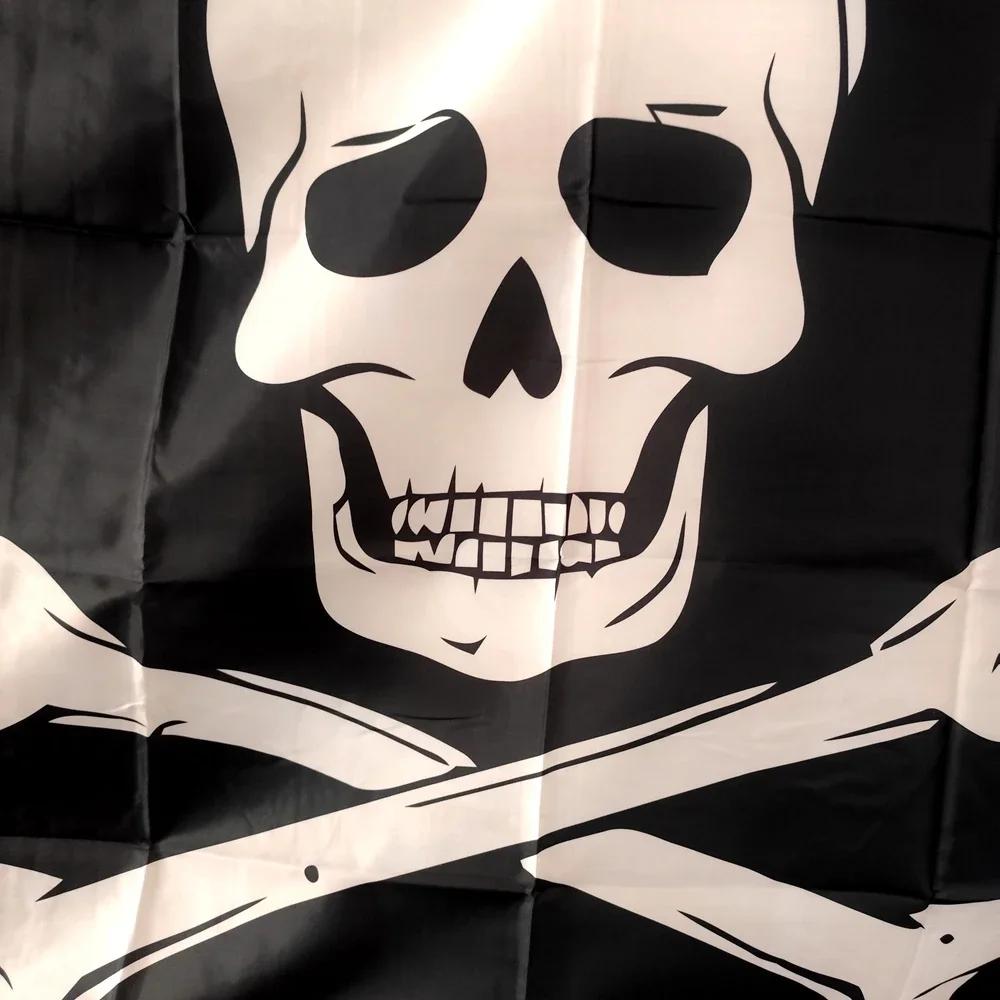 Bandiera Teschio Pirata 90x150cm, Design Jolly Roger Jack Rackham, Poliestere Resistente Decorazione da Esterno, Da Appendere e Resistente alle Intemperie