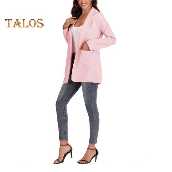 Casaco de terno feminino lapela manga comprida frente aberta jaqueta de terno cor sólida estilo urbano primavera outono negócios outerwear