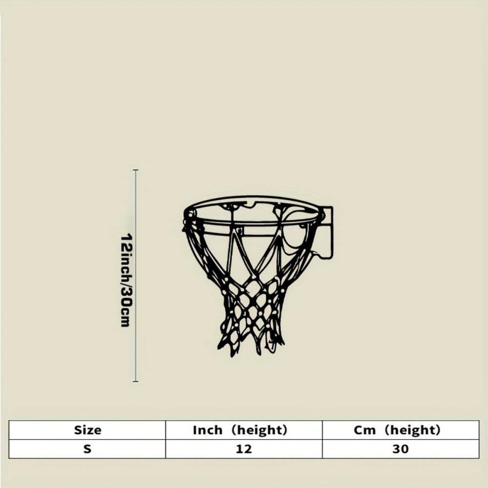 Metal Basketball Hoop Wall Art, Sports Silhouette Decor for Man Cave Bedroom Gym, Rustproof Iron Sculpture, Easy Hanging