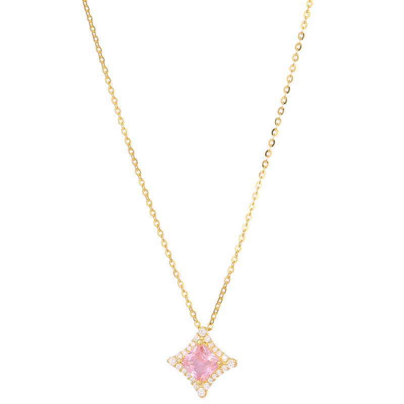 Banyan Tree Sterling Silver Diamond-Shaped Light Necklace for Women - Summer Luxury Square Clavicle Chain