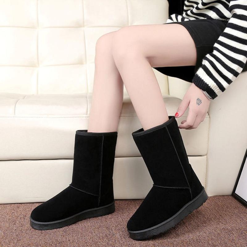 Fashion Non Slip Snow Boots for Women Warm Fleece-Lined Chunky Mid Calf Padded Winter 2025 Novelty Woman Shoes High Quality Trend Sale
