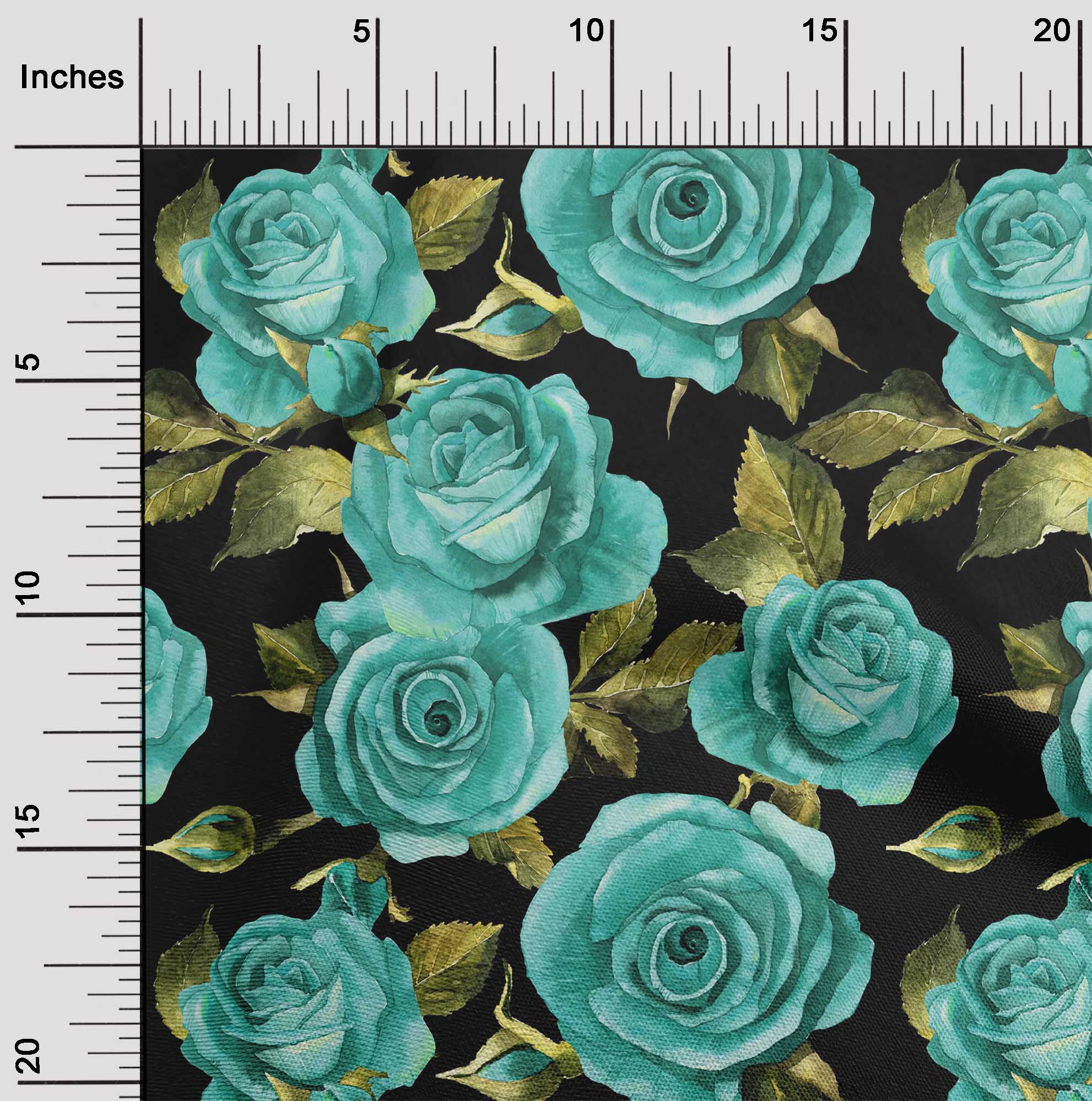 

oneOone Бавовняна гнучка світло-коричнева тканина Листя та троянда Квітковий одяг своїми руками Тканина для стьобання Тканина з принтом на двір 40 дюймів 42 Inch Wide - Viscose Chiffon бірюзові зелений колір