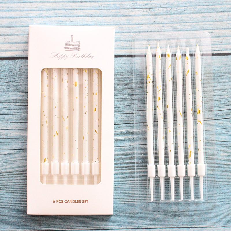 New Black Gold Platinum A8 Pencil Candles, Creative Party Long Pole Baking Decorative Box Candles