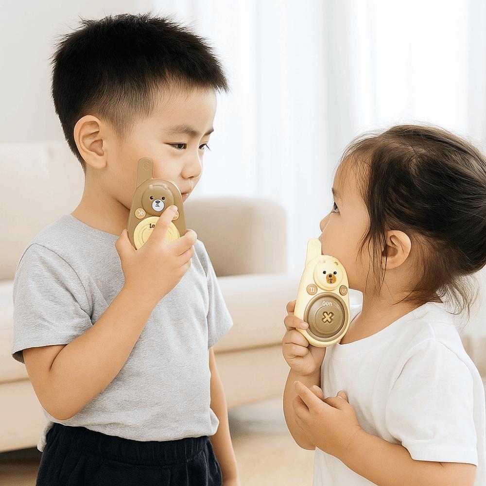 1 Pair Long Range Kids Walkie Talkies Lovely Bear Interactive Radio Transmitter Christmas Gift