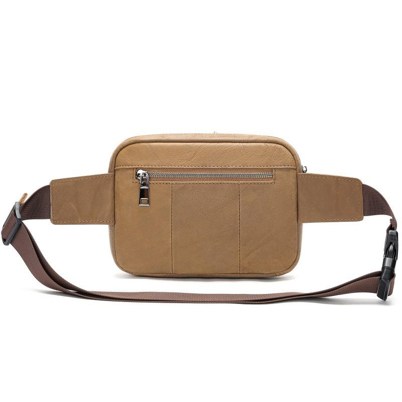 Men s Leather Waist Bag Outdoor Multifunctional 2-in-1 Chest Dual-use Shoulder кофейный