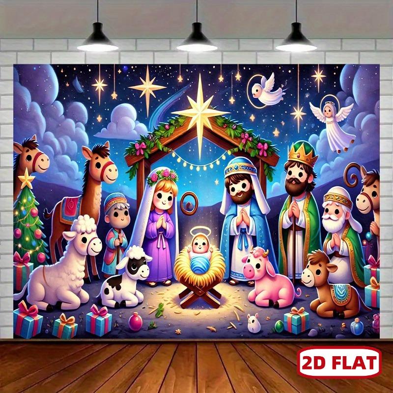 2D plane 1 Christmas background - various sizes featuring the Sagrada Familia theme with shepherds and angels.zyc