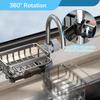 Kitchen Sink Faucet Organizer Dish Drain Rack Sponge Holder for Stand Adjustable Caddy Gadgets Accessories Round Water Pipes