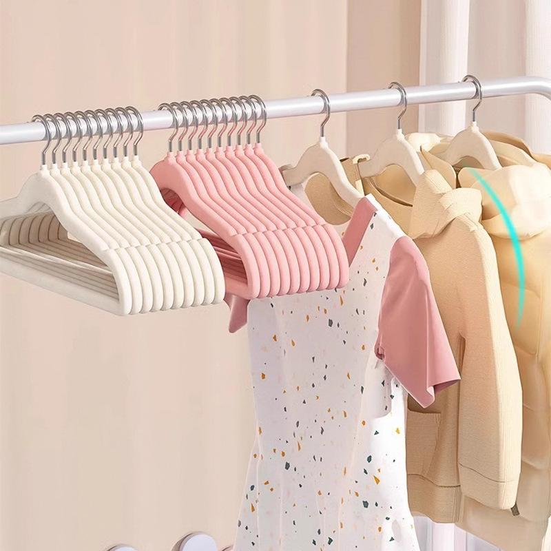 Children's Flocked Small Clothes Hanger Home Hanging Clothes Baby Scarless Anti-slip Clothes Hanger