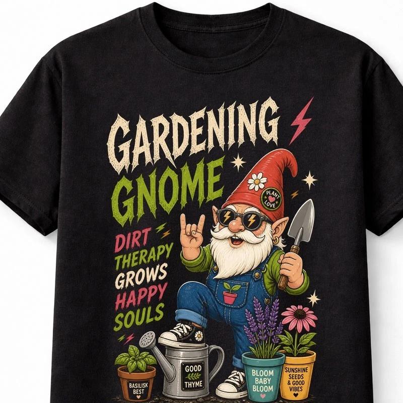 Gardening Gnome Plant Lover Funny Garden Humor Graphic Unisex TShirt S