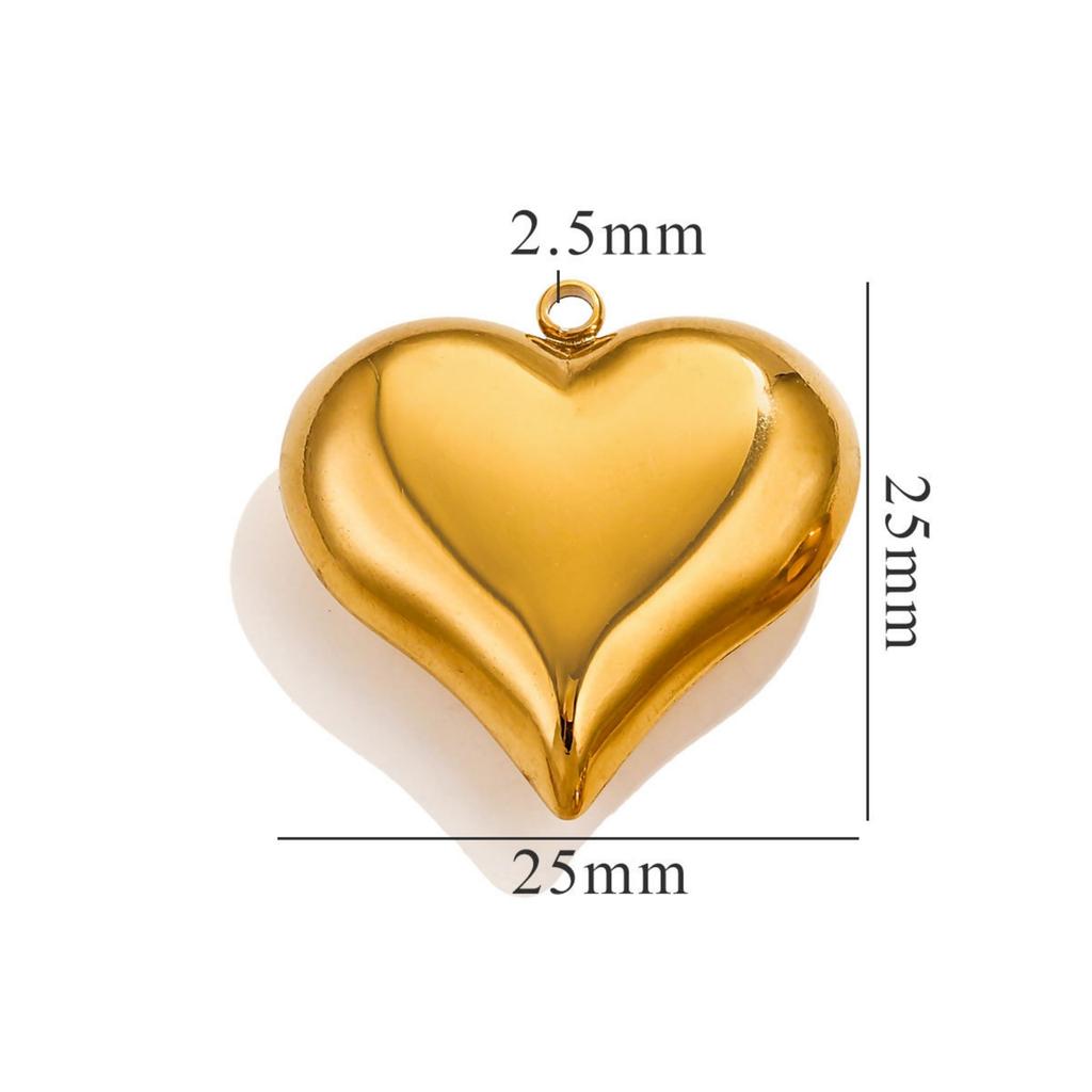 1pc 304 Stainless Steel Large Heart 3D Charms PVD Gold Plated Metal Earring Necklace Jewelry Making Findings Accessories