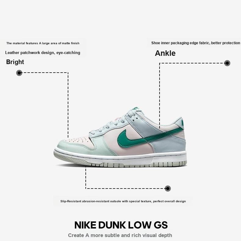 Nike Dunk Low GS Mineral Teal Kids Sneakers Grey Football-Grey Pearl-Pink FD1232-002