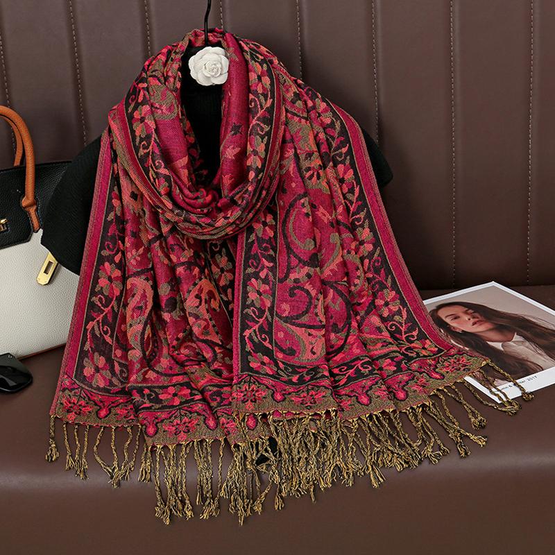 Luxury Winter Cashmere Shawl Lady Wrap Warm Autumn Scarves Design Print Female Foulard Cotton Stoles Scarf
