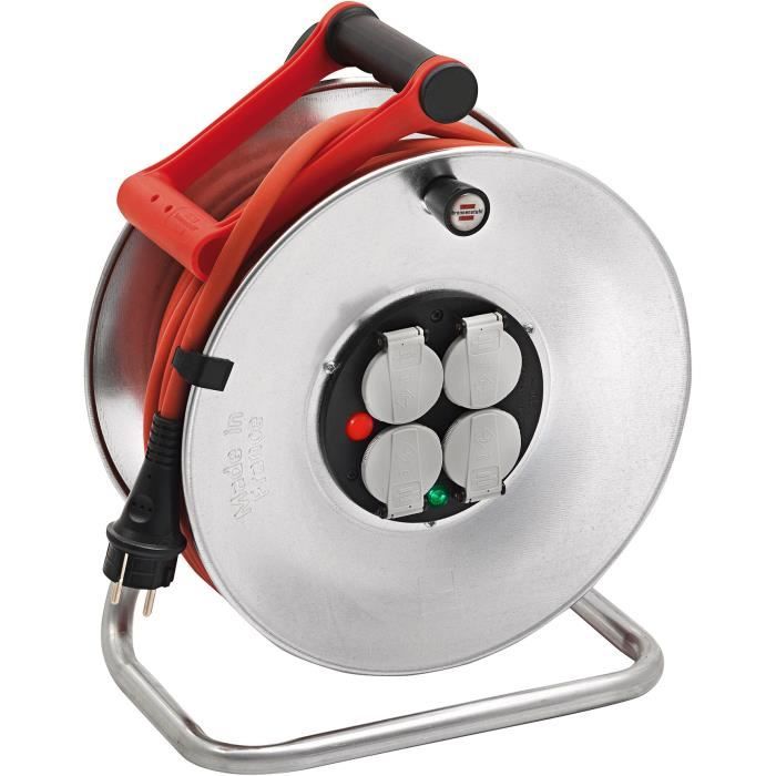 Enrouleur de câble Silver 25m - Brennenstuhl - Cablepilot - Rouge/Argent - Electrique - Extérieur