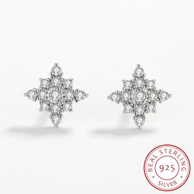 Trend Irregular Snowflake Flower Stud S925 Brinco de Prata para Mulheres Redondo Geométrico Prata Esterlina Presente de Noiva Joias de Prata Esterlina Joias de Festa