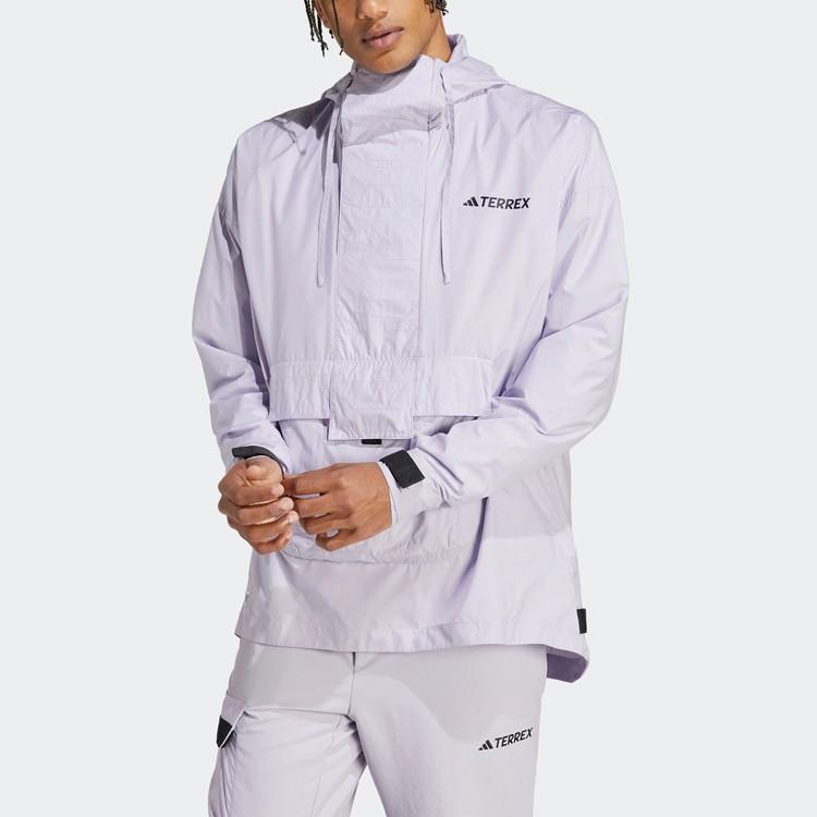 adidas Solid Color Logo Sports Outdoor Hooded Jacket Men’s Silver