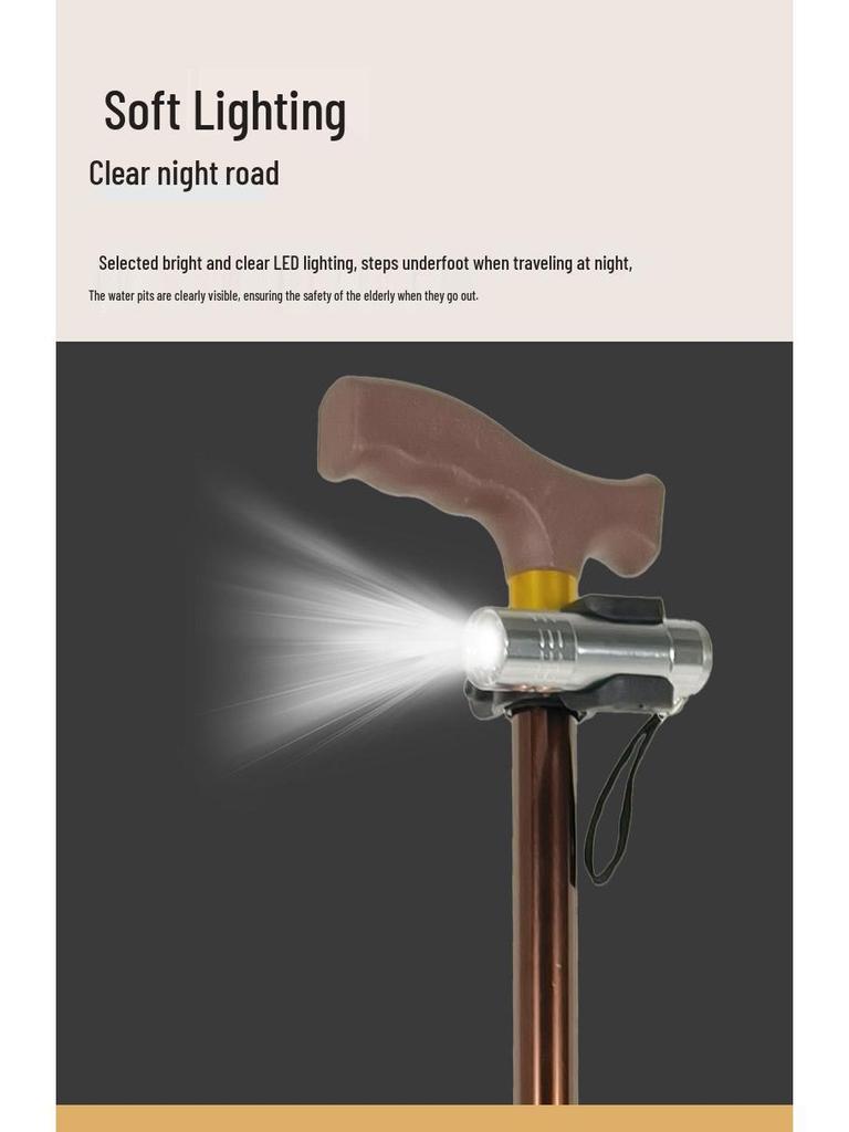 Adjustable Multi-Leg Anti-Slip Cane with LED Light for Seniors