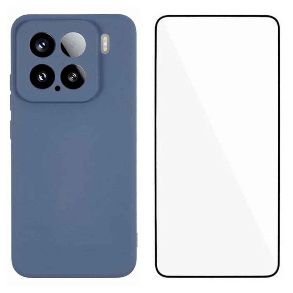 

WANLONFENG RB2 Series for Xiaomi 15 Case Soft TPU Phone Cover with Screen Protector Lavender Grey