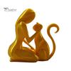 3D Printed Sculpture Sculpture, One-Piece Molding Desktop Figure, Abstract Minimalist Woman Cat Art Ornament for Home Decor Gift Stable