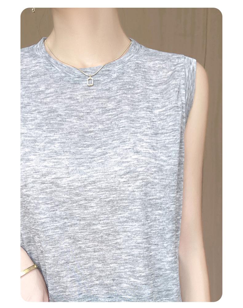Minimalist Women's High Neck Fine Knit Thin Vest Pullover Camisole for Spring/Summer