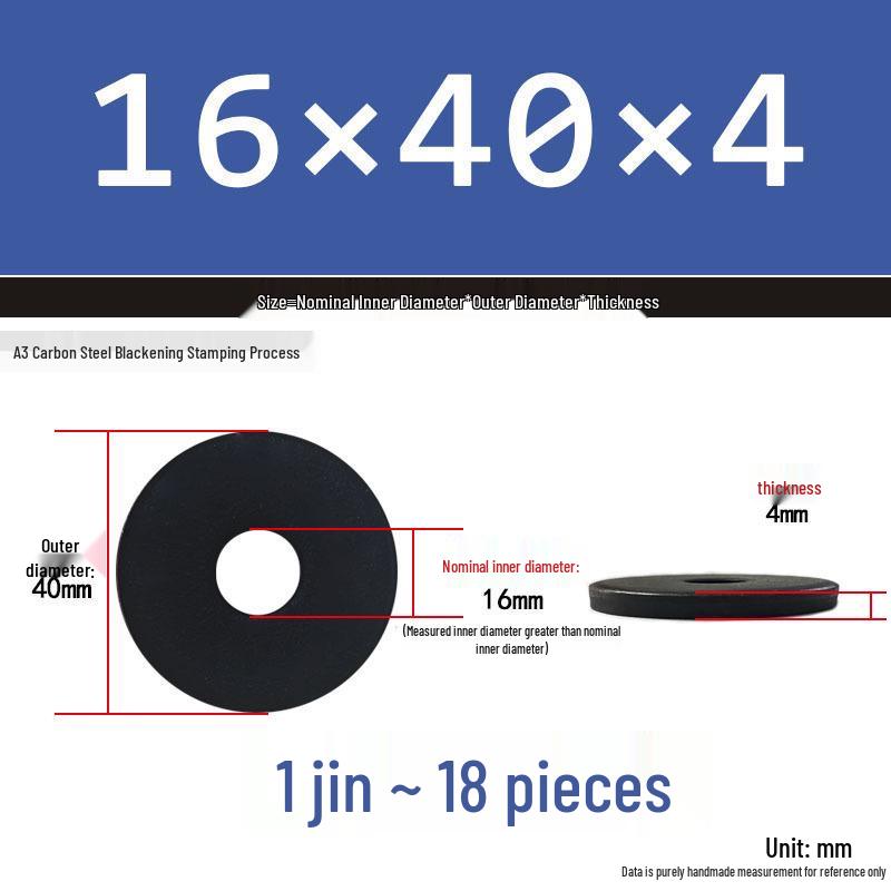 Thickened Black Flat Washer: Enhanced Round Metal Spacer for Home Use