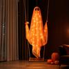 Halloween Ghost Decoration, Large Hanging Swing Ghost with LED String Lights, Battery Powered Ghost Figure for Outdoor Indoor Halloween Party Yard