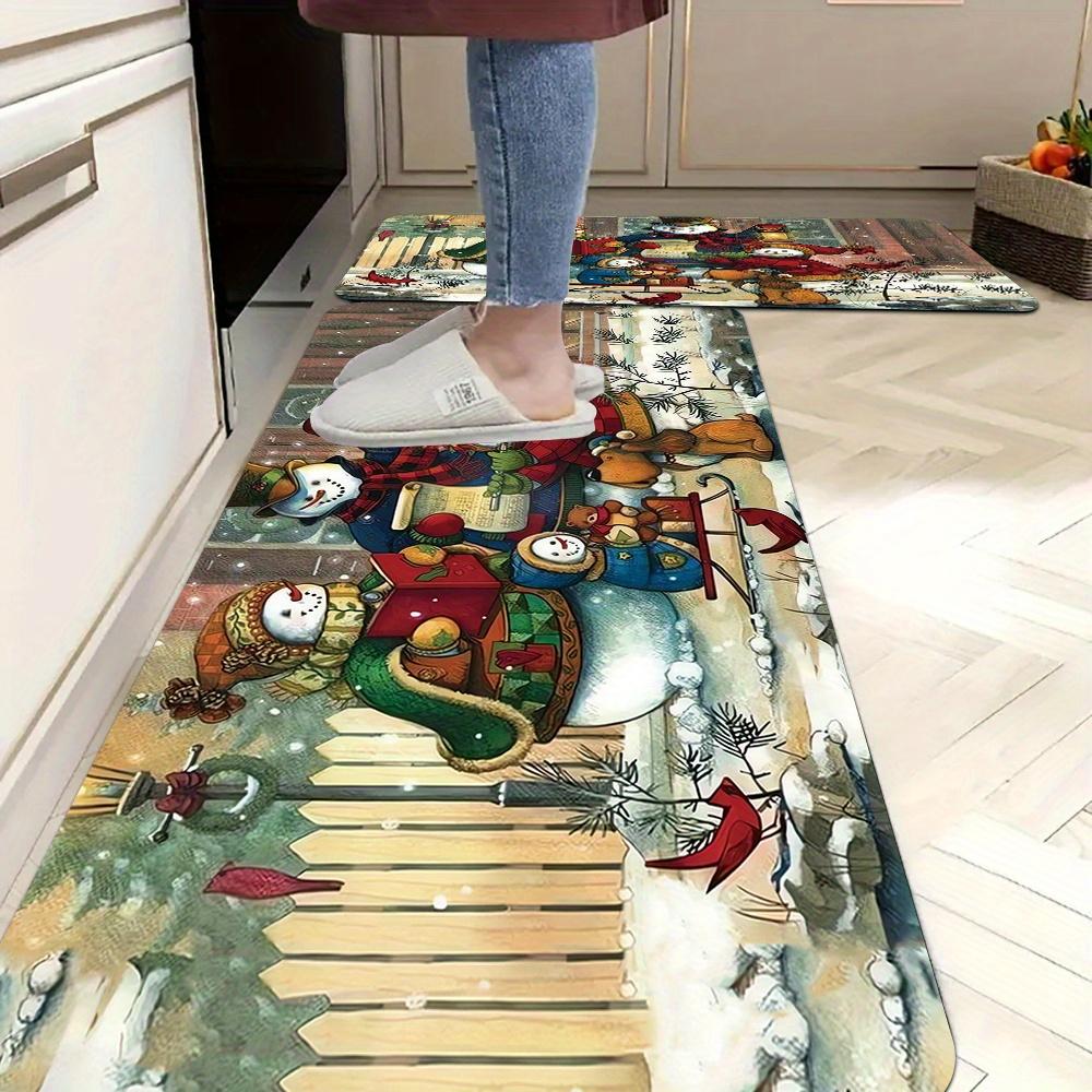 1 Stück Anti-Ermüdungs-Küchenteppiche Weihnachts-Winter-Druck Wasserdicht Rutschfest Dick Gepolsterte Küchenmatte Schwerlast Komfort Stehmatte für Küche