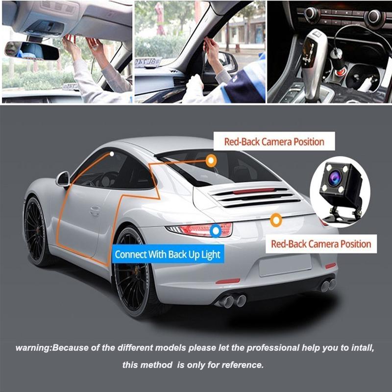 3 Camera Lens Car DVR 3-Channel Dash Cam HD 1080P Dash Camera Dual Lens Dashcam Video Recorder 2.0 inch IPS Screen