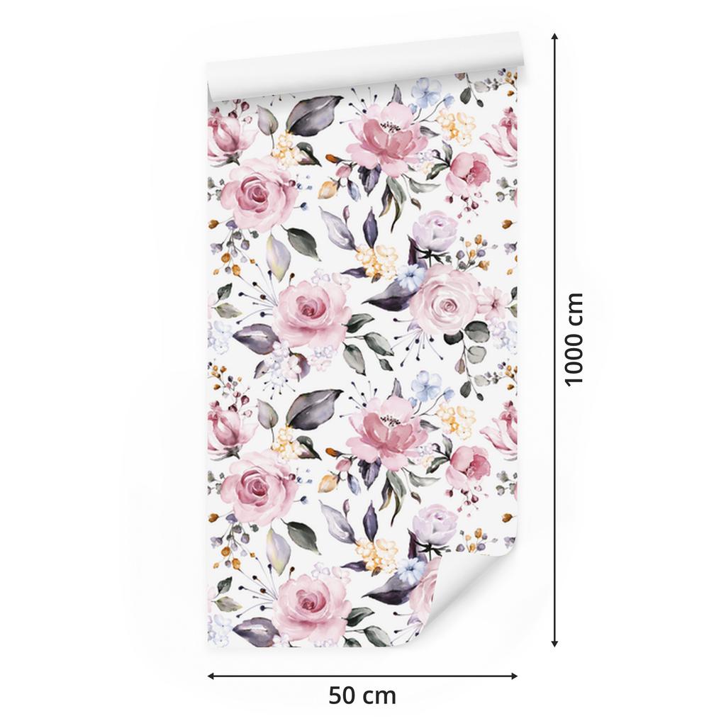 Colorful Roses Nature Wallpaper for Living Room and Bedroom 50x1000