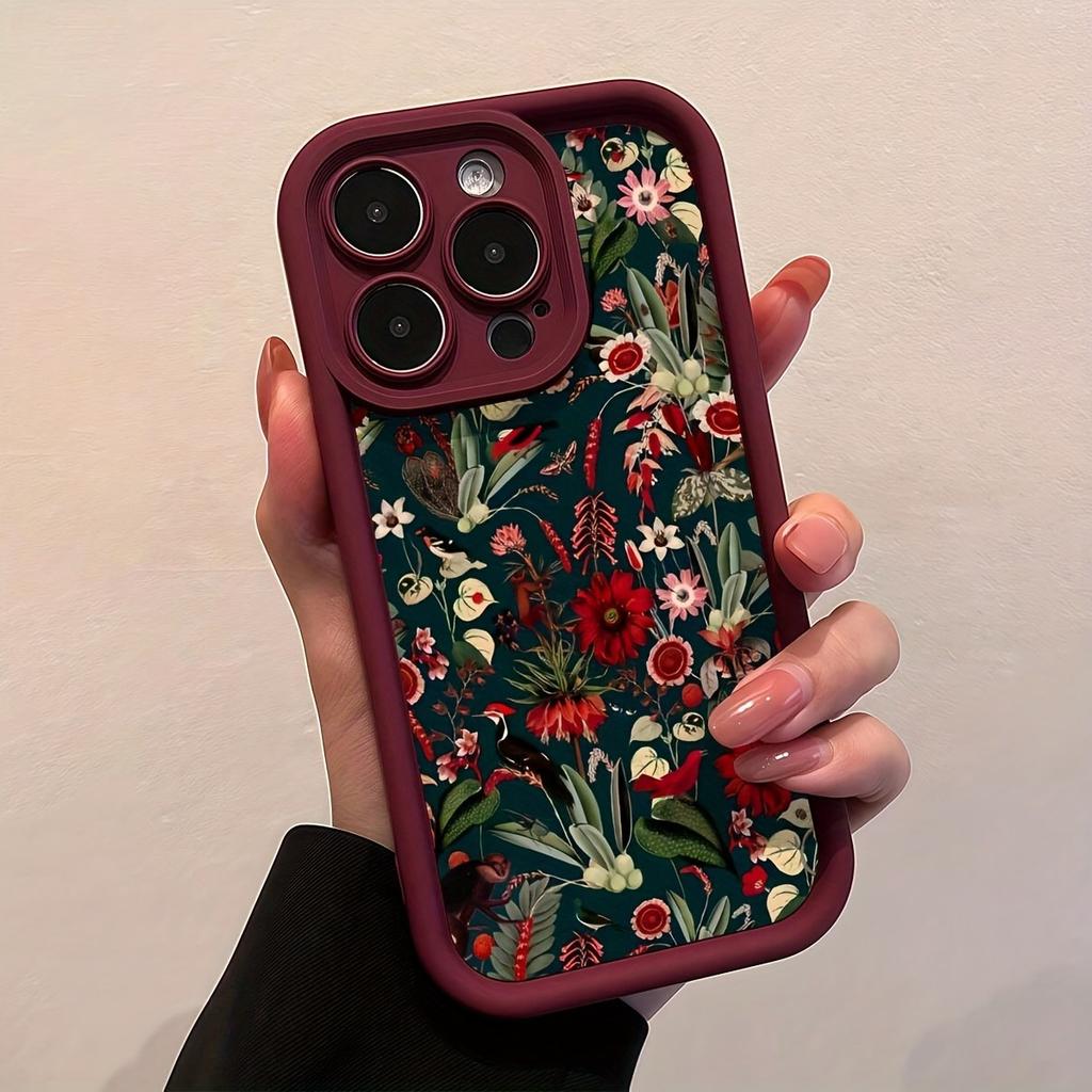 For iPhone 17 16 15 14 13 12 11 Pro Max Air Case Vintage Floral Pattern Silicone Cover For iPhone XS Max XR X 7 8 Plus 16E Funda
