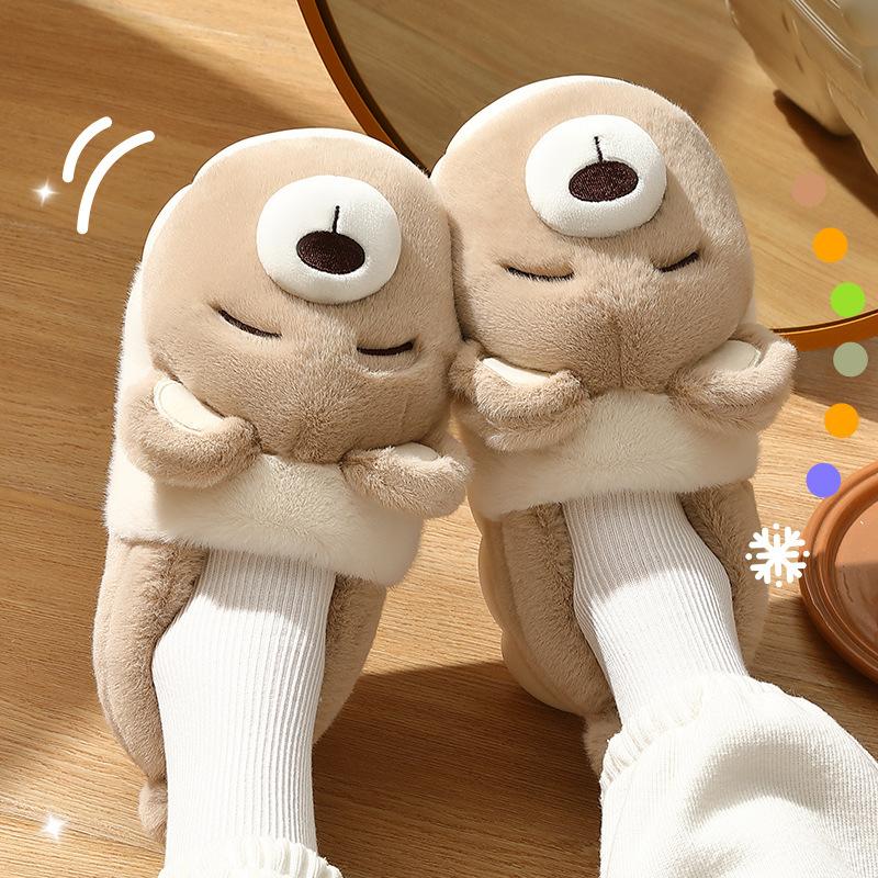 Bawełniane kapcie zimowe torba na pięcie urocze antypoślizgowe bawełniane buty na grubej podeszwie domowe aksamitne ciepłe kapcie