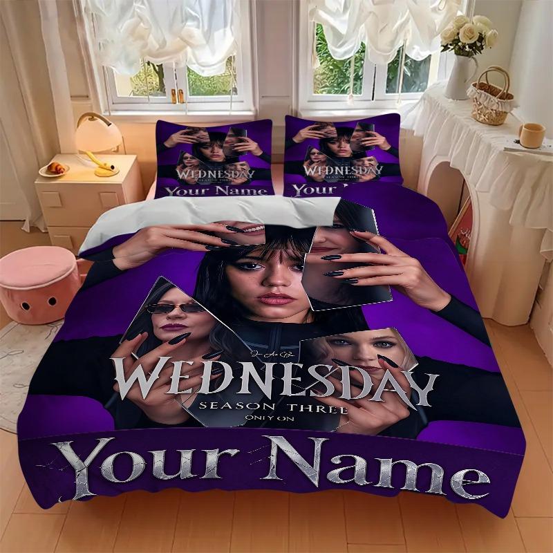 Wednesday'S Dark Mirror Reflections Bedding Set Personalized Washable Custom 3Pcs Duvet Cover Pillowcases Soft Microfiber Home Bedroom Gift